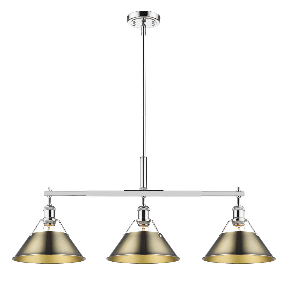 Yep by Golden Lighting Orwell 3-light Island Light in Chrome and Aged Brass shade